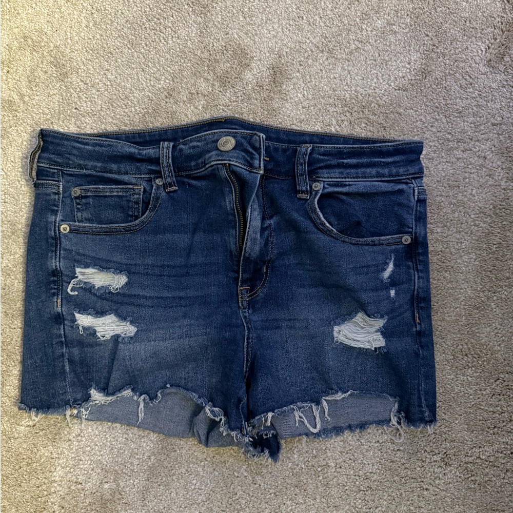 American Eagle Outfitters Blue Distressed Denim Shorts